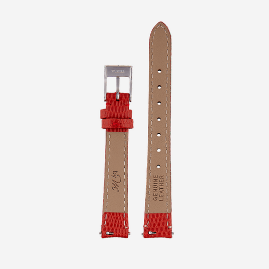 Red Leather Watch Strap With Silver Clasp