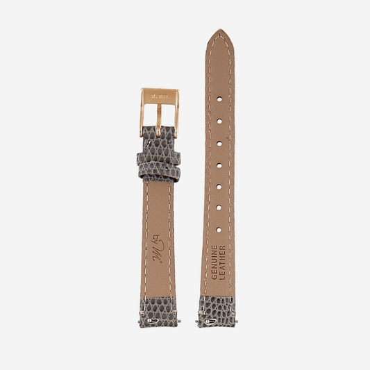 Gray Leather Watch Strap, Gold Clasp