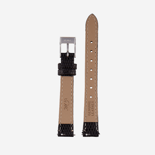 Black Leather Watch Strap With Silver Clasp