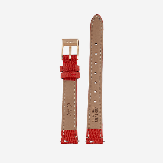 Red Leather Watch Strap, Gold Clasp