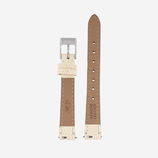 Beige Leather Lizard – Silver Clasp