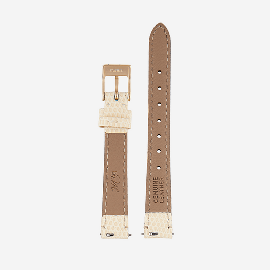 Beige Leather Lizard – Gold Clasp