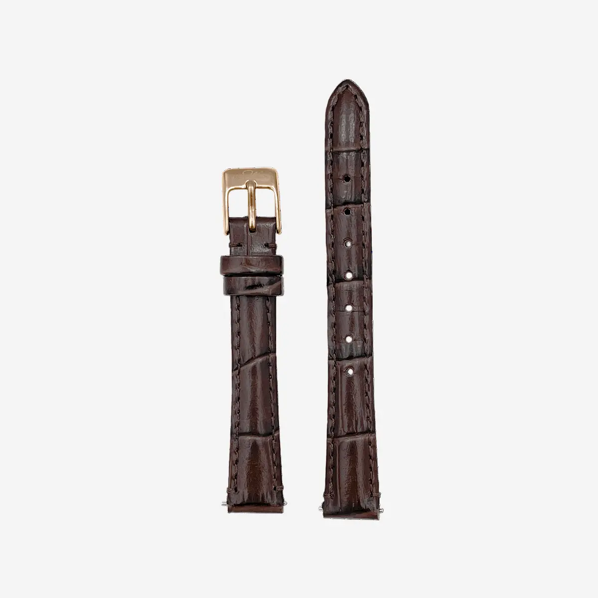 Chocolate Brown Leather Watch Strap With Gold Clasp