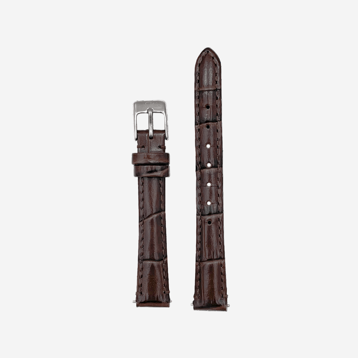 Chocolate Brown Leather Watch Strap With Silver Clasp
