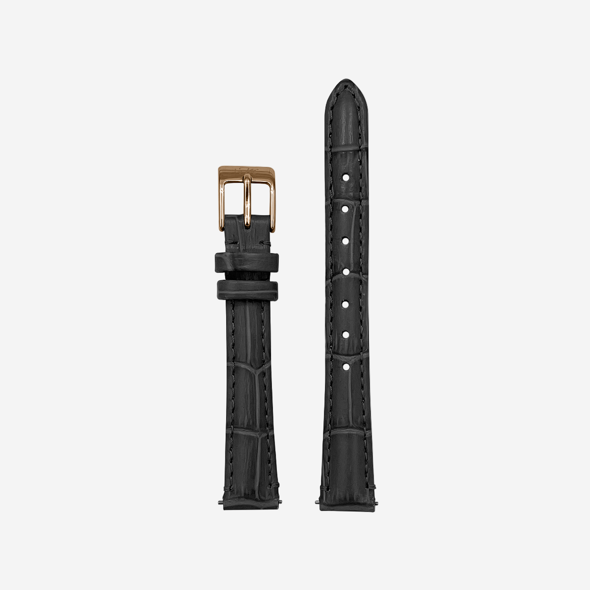 Gray Leather Watch Strap, Gold Clasp
