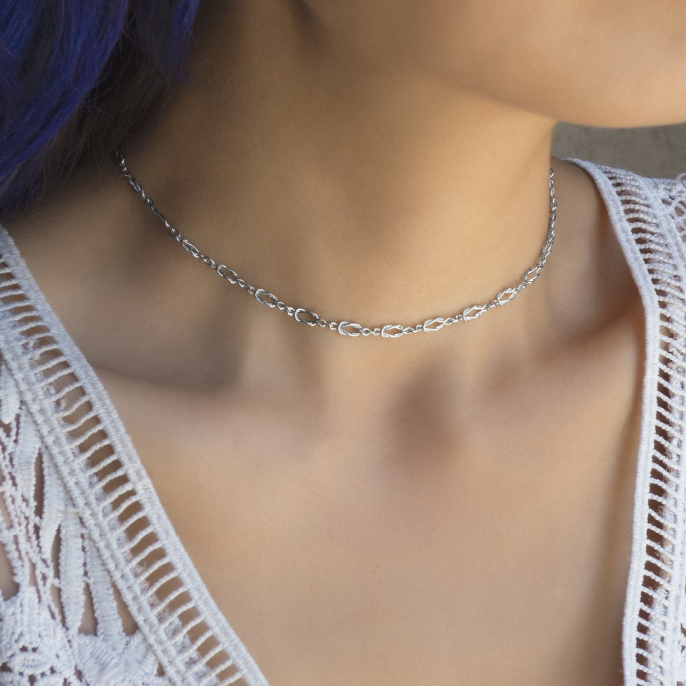 Sailor’s Knot Link Chain Silver Necklace