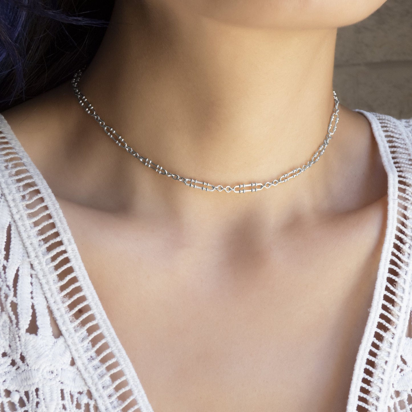 Oval Link Chain Silver Necklace