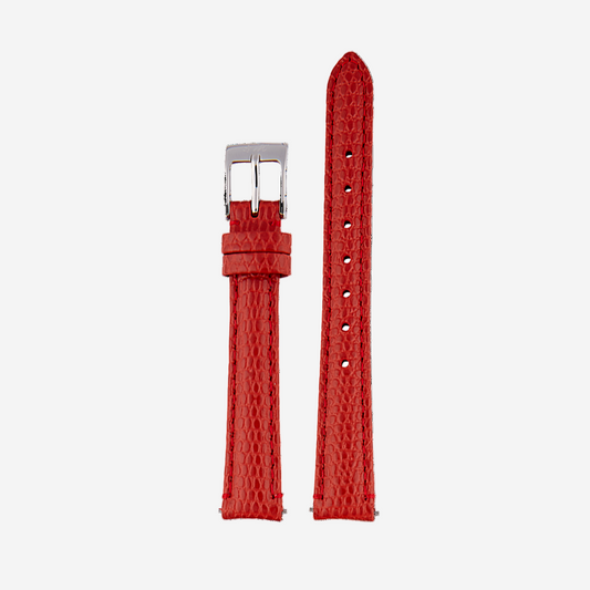 Red Leather Watch Strap With Silver Clasp