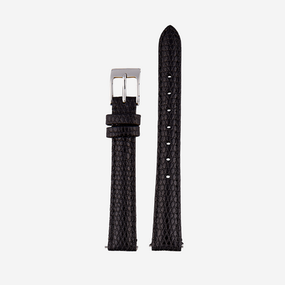 Black Leather Watch Strap With Silver Clasp