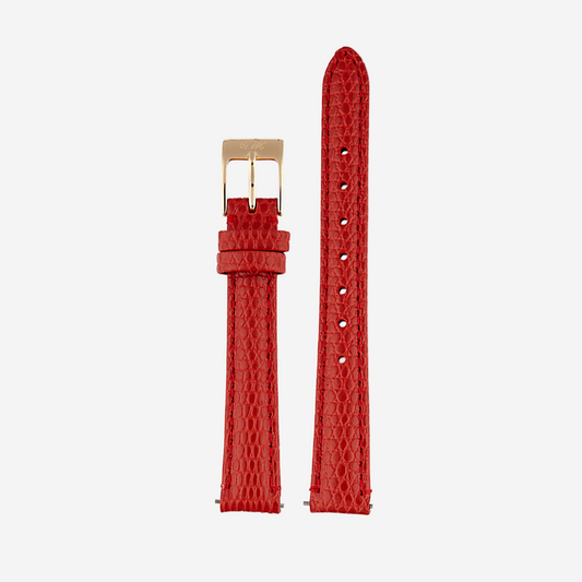 Red Leather Watch Strap, Gold Clasp