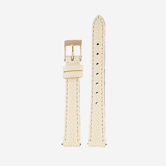 Beige Leather Lizard – Gold Clasp