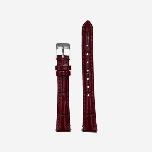 Burgundy Leather Watch Strap, Silver Clasp