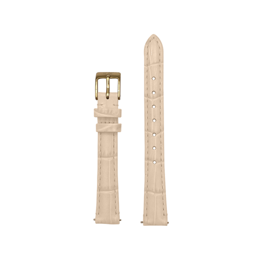 Beige Leather Watch Strap – Gold Clasp