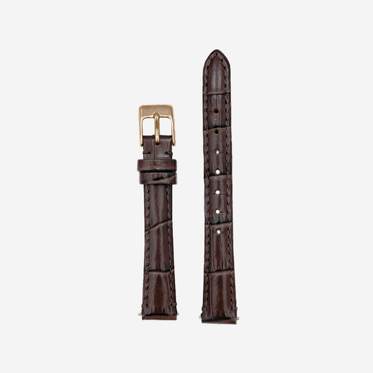 Chocolate Brown Leather Watch Strap With Gold Clasp