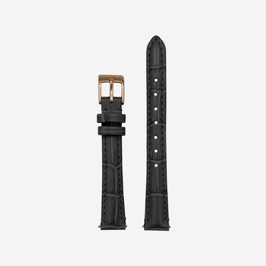 Gray Leather Watch Strap, Gold Clasp
