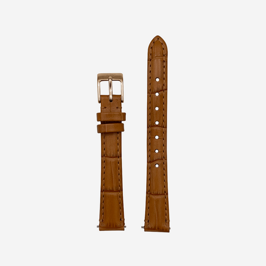 Light Brown Leather Watch Strap, Gold Clasp